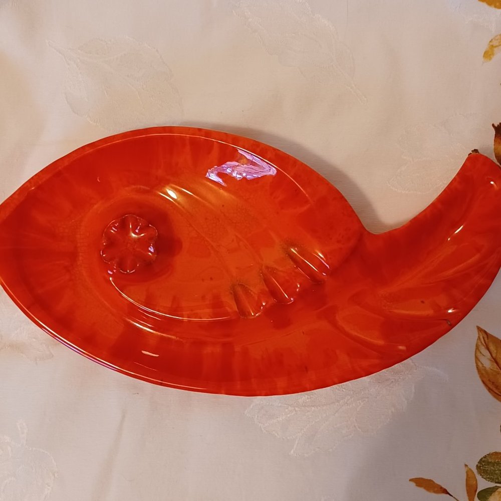 Groovy Fire Orange Retro Chic/Mid Century Lane & Co Van Nuys Huge Ashtray. #8654